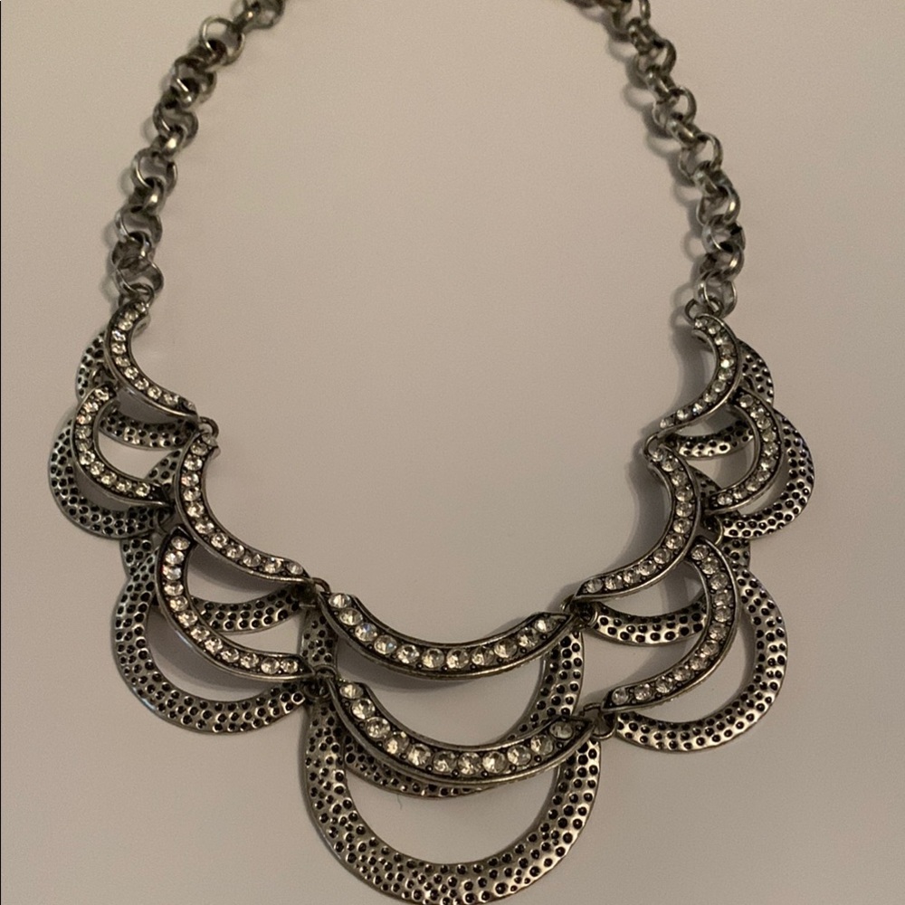 Ornate Chunky Silver Statement Necklace